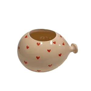 Palloncino a forma di vaso – contenitore di piantine con decorazione di cuoricini rossi