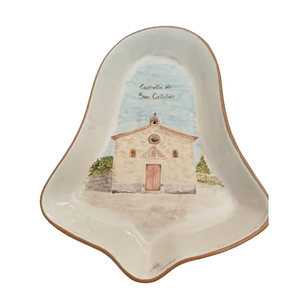 Vassoio a forma di campana raffigurante la Cappella di S. Cataldo di Pietrapertosa